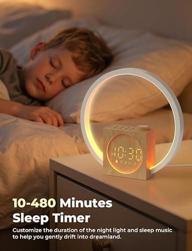 LIORQUE Sunrise Alarm Clock, Wake up Light with White Noise for Heavy Sleepers, Adjustable Sleep Timer, Volume&Brightness, Night Light with Dynamic Colors, 30 Sleep Sounds for Baby Kids Adults thumbnail 8