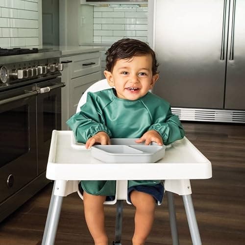 Tiny Twinkle Long Sleeve Bib for Babies & Toddlers | 2-Pack Waterproof Smock Bib for Eating | Machine Washable & Mess-Proof Feeding Essentials | Newborn Shower Gift (Slate Olive,6–24M) thumbnail 5