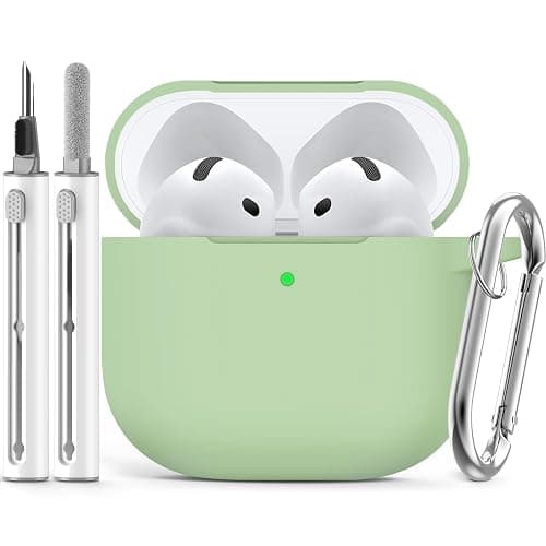 Ljusmicker for AirPods 4 Case 2024 with Cleaner Kit,Soft Silicone Protective Cover for Apple AirPods 4th Generation Cases for Women Men,for AirPod 4 Case Accessories with Keychain-Pastel Green - Image 1