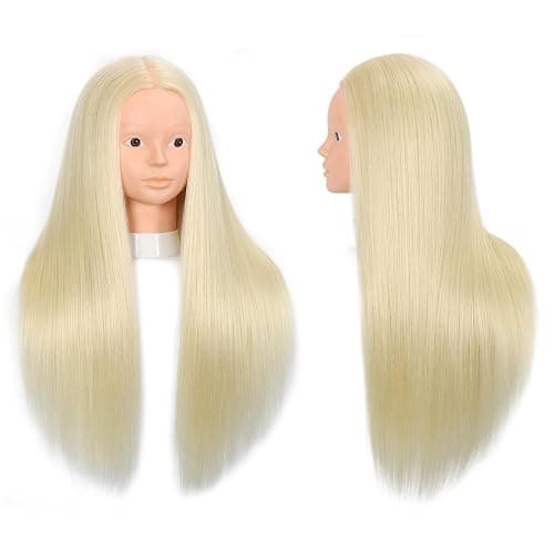 Opini Mannequin Head with 80% Real Human Hair Cosmetology Hairdresser Mannequin Doll Head for Practice Hair and Makeup (#613 Blond No makeup) thumbnail 5