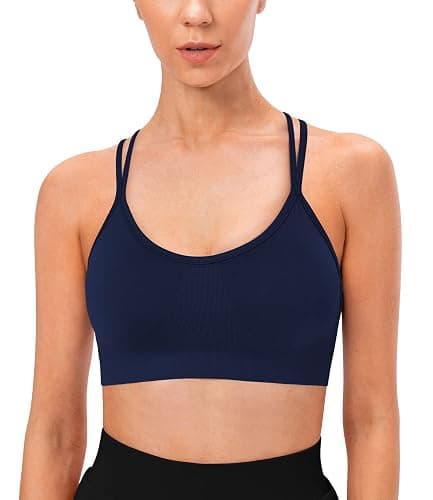 VEQKING Women's Cross Back Sports Bra Padded Strappy Medium Support Yoga Bra for Workout Fitness 3 Pack thumbnail 3
