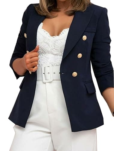 Ladies Double Breasted Style Blazer Womens Gold Button Single Button Closure Jackets - Image 1