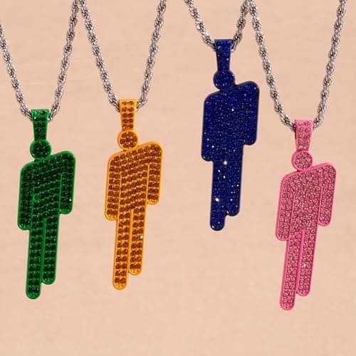 EPRHAY Men's Women's Colourful Rhinestone Human Necklace,Shining Multi-coloured Diamond Humanoid Shape Pendant,Unique Bad Guy Villain Stainless Steel Necklace,Hip Hop Ornament Jewelry Gifts thumbnail 5