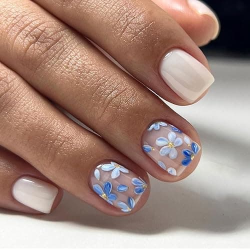 6 Packs (144 Pcs) Flower Press on Nails Short Square Fake Nails Spring Nails Press ons Floral False Nails with Design Glue on Nails Full Cover Artificial Acrylic Stick on Nails for Women Manicure thumbnail 3