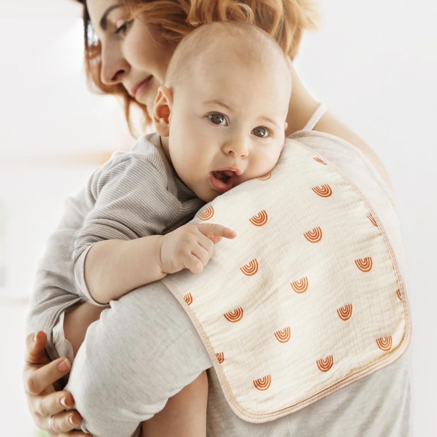 Premium Cotton Muslin Burp Cloths for Baby - Ultra Soft Washcloths, Large 20 x 10 Inch, 6 Thicken Absorbent Layers - Newborn Burping Rags and Face Towels (6 Pack) thumbnail 6