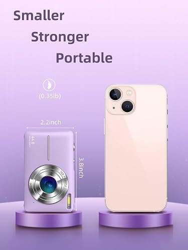 Digital Camera FHD 1080P, Camkory Point and Shoot Digital Cameras with 32GB Card, 16X Zoom, Two Batteries, Lanyard, 44MP Small Camera Gift for Kids Boys Girls Students, Purple thumbnail 3