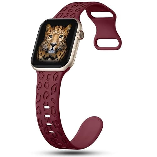 CreateGreat Engraved Bands Compatible with Apple Watch Band 40mm 41mm 38mm 42mm 44mm 45mm 46mm 49mm, Leopard Pattern Soft Silicone Strap Compatible with iWatch Series 10 9 8 7 6 5 4 3 2 1 SE Ultra thumbnail 3