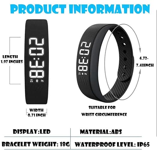 Vibrating Alarm Clock Band, Silent Vibration Wake,Vibrating Alarm Wristband,Wristband for Deep Sleepers,Ip65 Waterproof - USB Fast Charging,Wrist,Clock Vibrating,Leep Quality Detection (Black) thumbnail 6