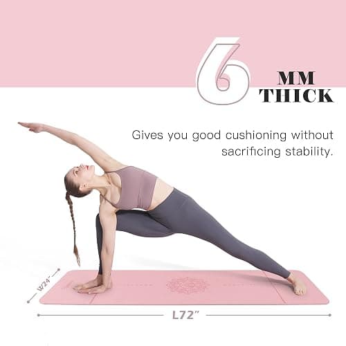 Yoga Mat Non Slip, Pilates Fitness Mats, Eco Friendly, Anti-Tear 1/4" Thick Yoga Mats for Women, Exercise Mats for Home Workout with Carrying Sling and Storage Bag thumbnail 5