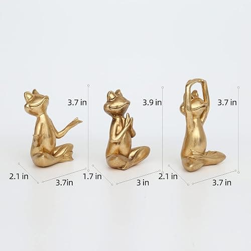Suoedd Gold Frog Yoga Figurines 3 Pcs,Modern Decor for Shelf,Desk,Office | Bringing Peace,Tranquility,Good Luck,Power,Yoga Frog Statues For Table,Bookshelf,Living Room,Home Decor,Gifts for Mom,Women thumbnail 3