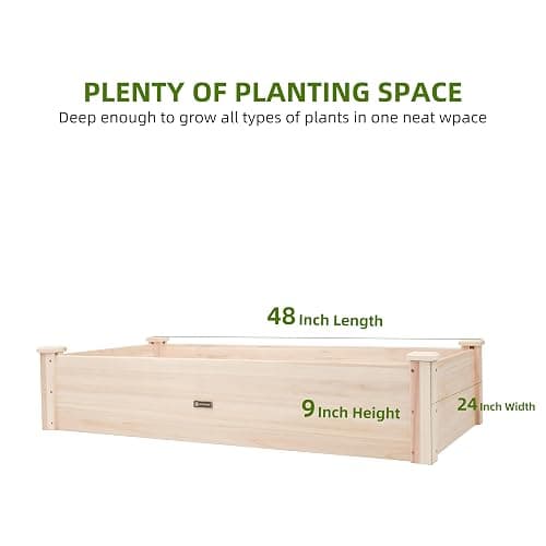 ZSYWODFO 8ft Outdoor Wooden Raised Garden Bed Planter for Vegetables, Garden, Lawn, Patio,8x4x2 Raised Garden Bed;Planter Box-Natural Wood - 48"(L) x 24"(W) x 9"(H) thumbnail 2