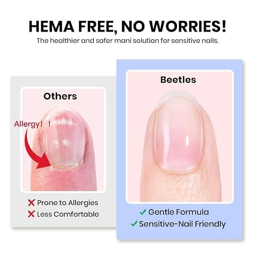 Beetles 4Pcs HEMA-Free Nail Extension Kit, 15ml Gel Nail Glue, No Wipe Top Coat, Builder Nail Gel & Liner Brush, Long Lasting for Clear Press-On Nails, DIY Home Gift for Women, U V Light Required thumbnail 3