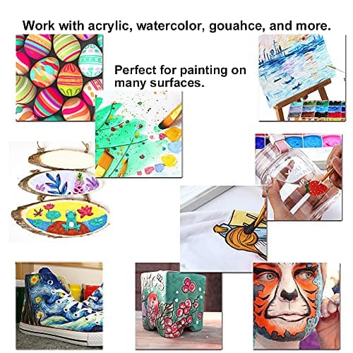 Transon 20pcs Artist Painting Brush Set for Acrylic Watercolor Gouache Hobby Craft Face Rock Painting Green thumbnail 3