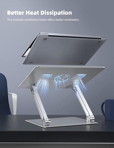 Lamicall Adjustable Laptop Stand, Portable Laptop Riser, Aluminum Laptop Stand for Desk Foldable, Ergonomic Computer Notebook Holder for MacBook Air Pro HP, Office Desk Accessories (10-17.3'')- Silver thumbnail 4