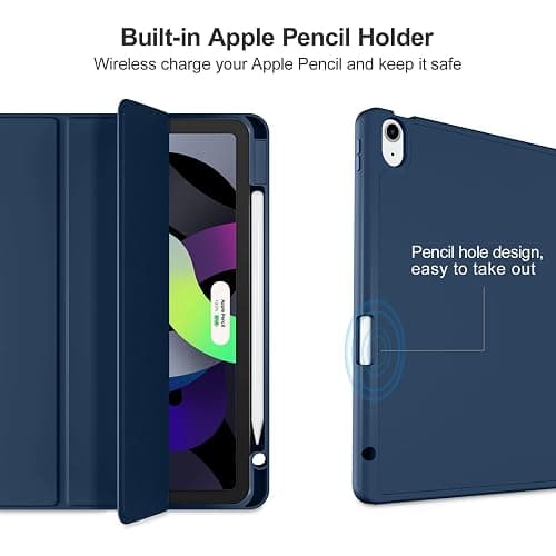 Akkerds Compatible with iPad Air 11 Inch Case 7th/6th Generation (M3/M2) 2025/2024, for iPad Air 5th/4th Generation Case 10.9 Inch 2022/2020 with Pencil Holder[Auto Sleep/Wake], Navyblue thumbnail 7