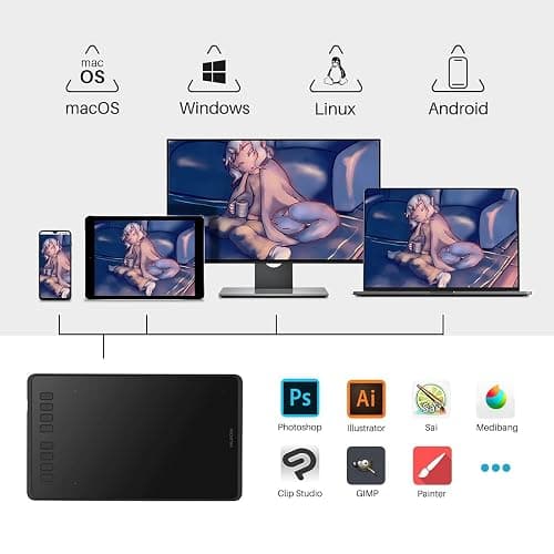 HUION Inspiroy H950P Drawing Tablet, 8x5 inch Digital Art Tablet with Battery-Free Stylus, 8192 Pen Pressure, Tilt, 8 Hot Keys, Graphic Tablet for Design, Writing, OSU, Work with Mac, PC, Mobile thumbnail 2