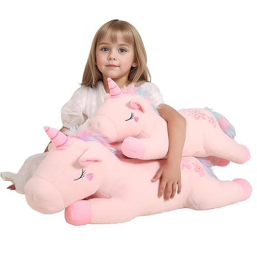 32inch Cute Giant Pink Unicorn Plush, Jumbo Soft Body Pillow Pet, Large Rainbow Unicorn Stuffed Animals Toy, Big Doll for Kids Girls and Boys, Birthday, Valentine's Day thumbnail 5