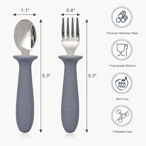 6 Pieces Toddler Utensils, Kids Safe Spoons and Forks, Children Silverware Set with Silicone Handle, 18/8 Stainless Steel, Food-grade Silicone，BPA Free - Dishwasher Safe thumbnail 3