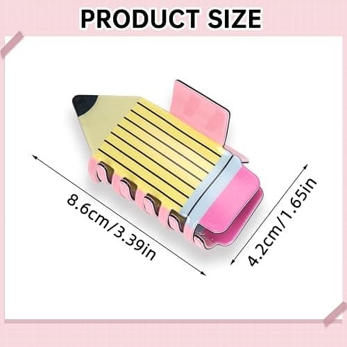 3Pcs Pencil Hair Claw Clips Funny Teacher Hair Clips Cute Back To School Accessories for Teachers Appreaction Present (Yellow) thumbnail 6