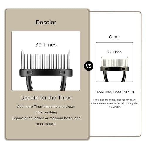 Docolor Eyelash Comb Eyelash Separator Tool Mascara Applicator Eyelash Brush Lash Separator Tool Comb Arc Designed Cosmetic Brushes Tool, with Comb Cover (Black) thumbnail 2