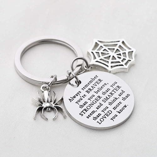 Spider Keychain Spider Charm Keyring Always Remember You’re Braver Than you Believe Keychain(Always remember (Spider) thumbnail 3