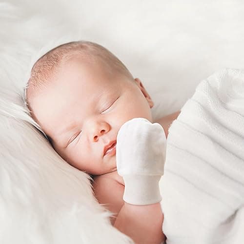 BQUBO Newborn Infant Mittens No Scratch Cotton Elastic Wrist Gloves Hypoallergenic for 0-6 Months Baby Boys Girls thumbnail 2