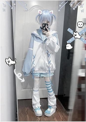 OATSBAS Cute Zip Up Hoodies for Women Watercolor Harajuku Fashion Oversized Sweatshirt y2k Tops thumbnail 3