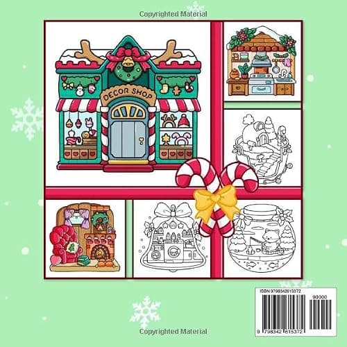 Xmas Corner: Coloring Book for Adults and Teens Featuring Christmas Scenes and Pocket Spaces, Cute and Easy Designs for Relaxation and Stress Relief (Cozy Xmas) thumbnail 2