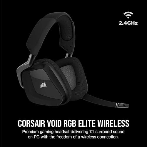 Corsair Void RGB Elite Wireless Gaming Headset – 7.1 Surround Sound – Omni-Directional Microphone – Microfiber Mesh Earpads – Up to 40ft Range – iCUE Compatible – PC, Mac, PS5, PS4 – Carbon thumbnail 2