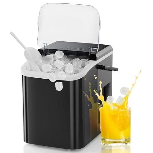 NEWBULIG Ice Makers Countertop with Handle, Portable Ice Machine, 9 Bullet Cubes in 6 Mins, 26lbs in 24Hrs, Auto-Cleaning, with Basket and Scoop, for Home, Kitchen, RV, Camping, Black - Image 1