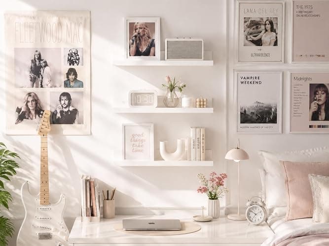 upsimples Floating Shelves for Wall Decor and Storage, White, 6Pcs 15.7'' | Wall Mounted Wood Shelves for Living Room, Bedroom, Bathroom, Kitchen, Office, Laundry Room Display and Organize thumbnail 2