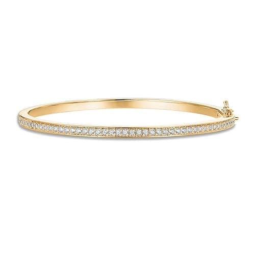 PAVOI 14K Gold Plated Cubic Zirconia Bangle Tennis Bracelets for Women | Classic Love Cuff Bangle Bracelets - Image 1