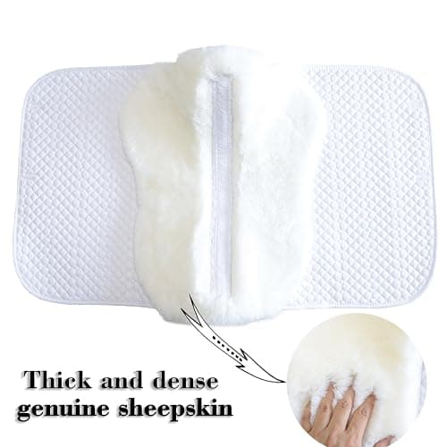 Woolous Dressage Saddle Pad, English Saddle Pad with Sheepskin Trim, Lambskin Wool Fleece Lining, Square Saddle Pad for Equestrian Riding, Comfortable & Shock Absorbing thumbnail 7