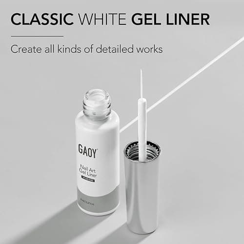 GAOY White Swirl Gel Nail Polish Art Liner, 8ml Classic Color Nail Paint Design with Thin Brush, UV Light Cure for DIY French Manicure at Home thumbnail 6