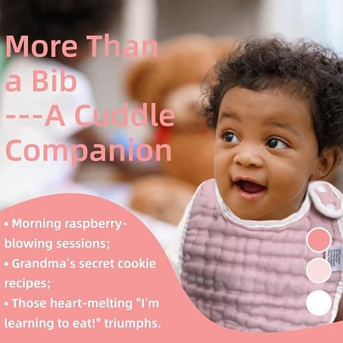 MUKIN Baby Muslin Bibs and Burp Cloths, 6 Pack, Soft Absorbent Cotton, Adjustable thumbnail 6
