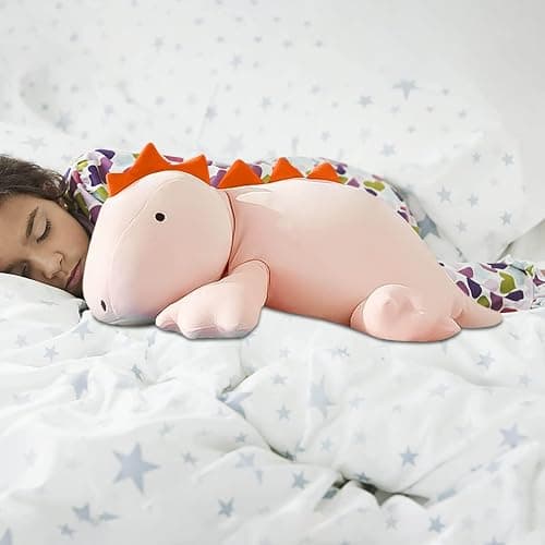 OSOCU 1.4 LB Weighted Stuffed Stegosaurus Animals Plush - 16 Inch Squished Long Dinosaur Jumbo Pillow - Kawaii Plushies Hugging Toy Gifts for Kids - Soft Pink Dino Stuffed Animal Toy (Stegosaurus) thumbnail 4