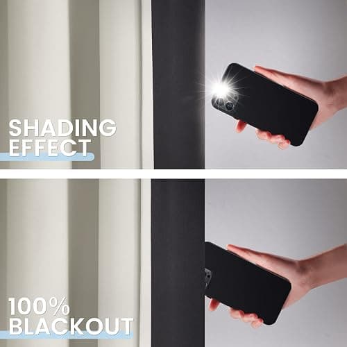 SimpleHome Cream 100% Blackout Curtains Room Darkening Living Room 84 Inch | Curtains for Bedroom,Thermal Insulated Grommet Window Drapes,Curtains for Living Room with Black Back,52 x 84 Inch,2 Panels thumbnail 4