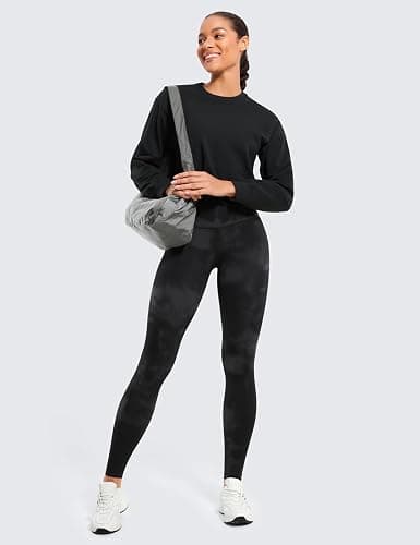 CRZ YOGA Butterluxe High Waisted Lounge Leggings 28'' - Workout Yoga Pants for Women Buttery Soft - Small - Black Tie Dye Flowers thumbnail 3