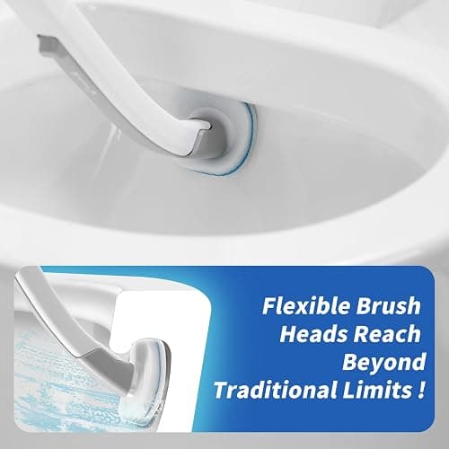oshang Disposable Toilet Brush - Toilet Bowl Cleaner, Toilet Cleaning Supplies, Toilet Brush with Holder, 14 Refills for Deep Cleaning and Hygienic Bathroom Maintenance thumbnail 5