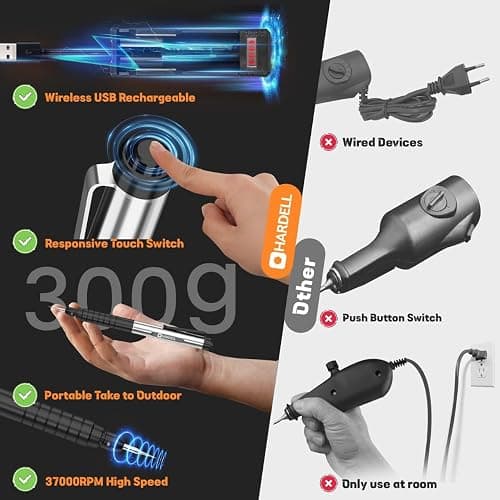 HARDELL Engraving Pen, Cordless Engraving Tool with 37000RPM, USB Rechargeable Metal Pen Engraver for Artists & DIYers, Electric Engraving Pen for Metal, Wood, Glass and Plastic - Beginner Friendly thumbnail 6