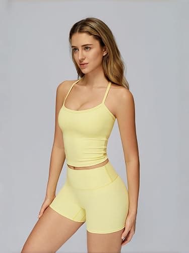 ABOCIW Workout Sets for Women 2 Piece Padded Sports Bra Tank High Waist Booty Gym Shorts Active Yoga Outfits thumbnail 4