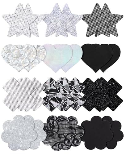 Glitters Pasties Rave Pack Nipple Covers Stickers Disposable Sticky Breast Petals Bra Set for Women Rave Outfit Party - Image 1