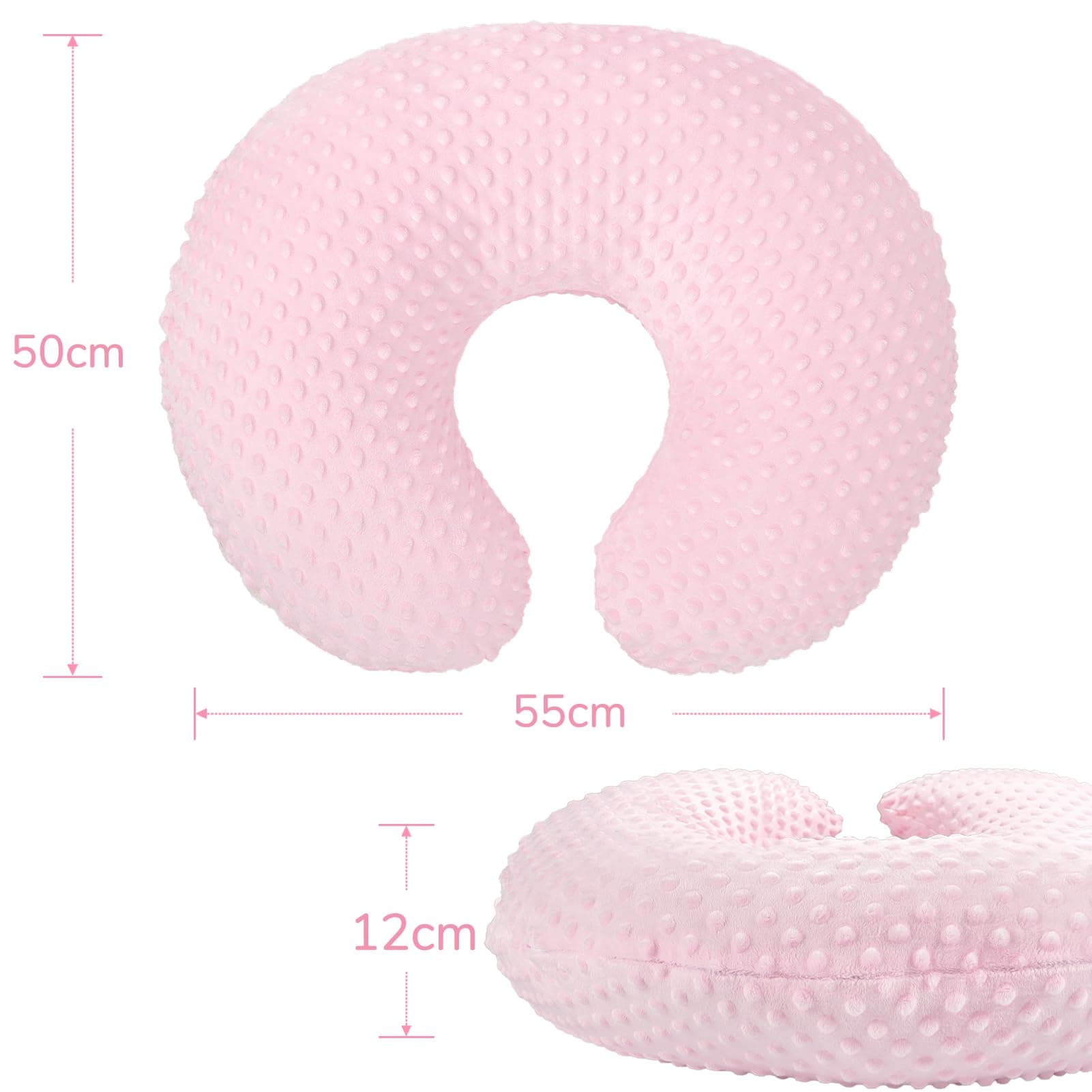 GFU Breastfeeding Pillow for Newborn with Dot Fabric Nursing Cover, Soft Comfortable Nursing Pillow for Breast Feeding and Bottle, Pink thumbnail 2
