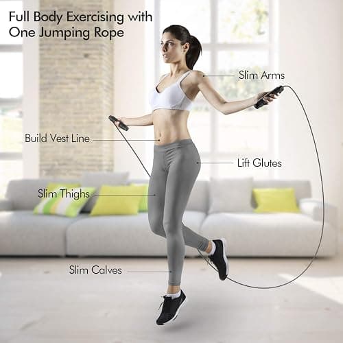 Jump Rope, Tangle-Free Rapid Speed Jumping Rope Cable with Ball Bearings for Women, Men & Kids, Adjustable Steel Jump Rope with Foam Handles for Home Gym Exercise Fitness Workout Equipment & Slim Body thumbnail 5