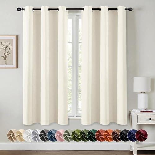 MIULEE Birch Blackout Curtains for Bedroom Living Room 63 Inches Long 2 Panels, Thermal Insulated Room Darkening Drapes Solid Grommet Noise Reduction Light Blocking Window Treatments 40x63 Inch - Image 1