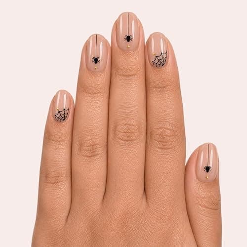 Olive & June Kids Halloween Press-On Nail Tabs, Super Stick, S/M Round, Caught in a Cute Web Design, 28 Nail Tabs thumbnail 5