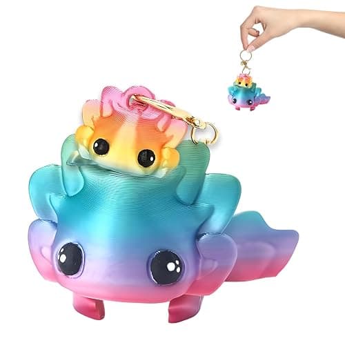 2Pcs 3D Printed Axolotl, 3D Animals, 3D Printed Fox, 3D Animals, 3D Printed Animals The Cotton Candy Fox 3D Printed Fidget Fantasy Creatur 3D Printed Fidget Toys Animals - Image 1