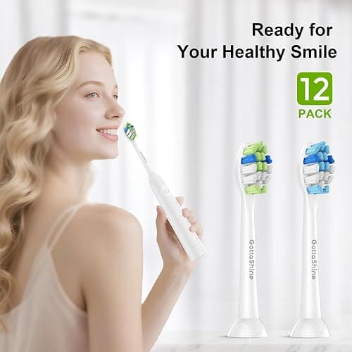 GottaShine Replacement Toothbrush Heads for Philips Sonicare – Plaque Control, Compatible with Click-on Electric Toothbrush Handles, 12 Pack White thumbnail 7
