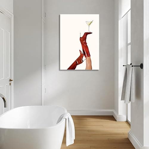 Framed Funky Martini Posters Wall Art Set of 3, Vintage Preppy Aesthetic Canvas Prints, Trendy Pink Number 8 Y2K Girl Room Wall Decor Paintings for Dorm Living Room Dining Room Kitchen 12x16 Inch thumbnail 7