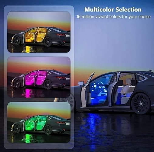 Car LED Strip Light, EJ's SUPER CAR 4pcs 36 LED Multi-Color Car Interior Lights Under Dash Lighting Waterproof Kit with Multi-Mode Change and Wireless Remote Control, Car Charger Included,DC 12V thumbnail 2